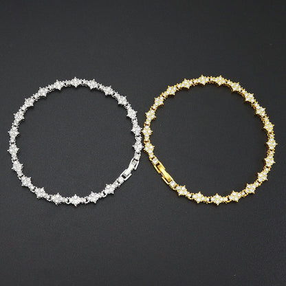 Classic Cluster Tennis Bracelet | White Gold