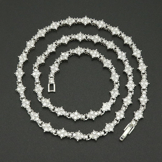 Classic Cluster Tennis Necklace | White Gold
