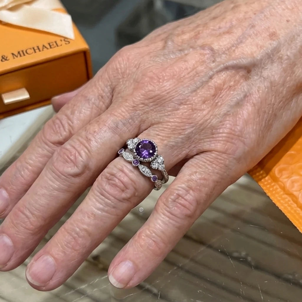 Violetis Crown Ring Set | White Gold