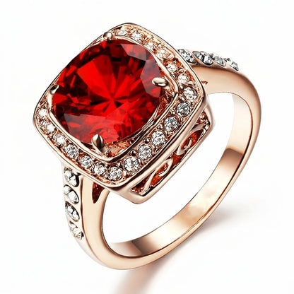 Ruby Halo Statement Ring | Rose Gold