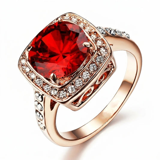 Ruby Halo Statement Ring | Rose Gold